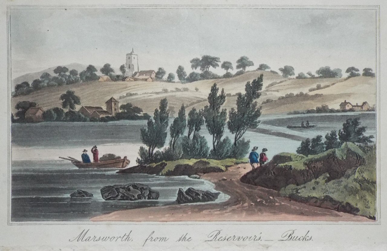 Aquatint - Marsworth, from the Reservoirs, Bucks. - Hassell